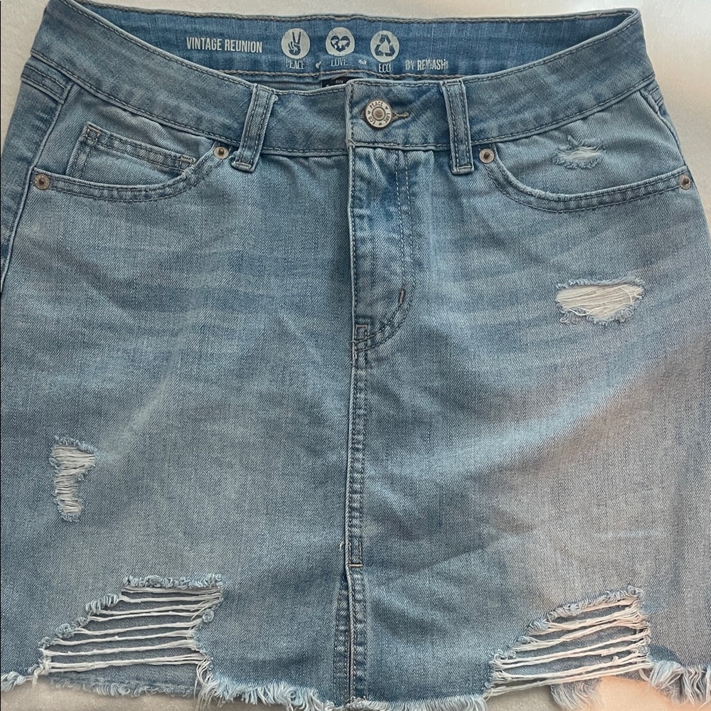 REWASH Distressed Mini Skirt